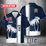Miller Lite Custom Name 3D Button 3D Button Hawaiian Shirt Gift for Men Dad Father Gift for Men Dad Father 3HS-A7I8