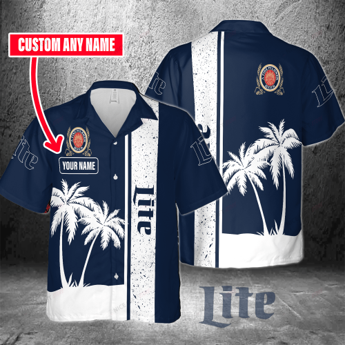 Miller Lite Custom Name 3D Button 3D Button Hawaiian Shirt Gift for Men Dad Father Gift for Men Dad Father 3HS-A7I8