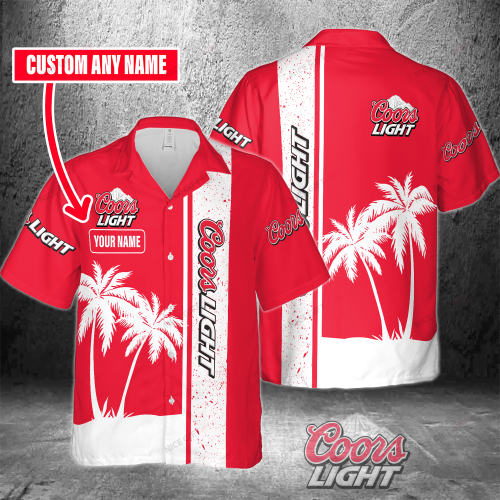 Coors Light Custom Name 3D Button 3D Button Hawaiian Shirt Gift for Men Dad Father Gift for Men Dad Father 3HS-T4L0