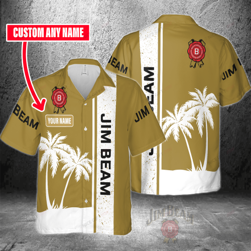 Jim Beam Custom Name 3D Button 3D Button Hawaiian Shirt Gift for Men Dad Father Gift for Men Dad Father 3HS-H8N2