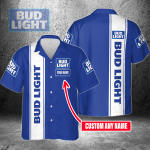 Bud Light Custom Name 3D Button 3D Button Hawaiian Shirt Gift for Men Dad Father Gift for Men Dad Father 3HS-V1U3