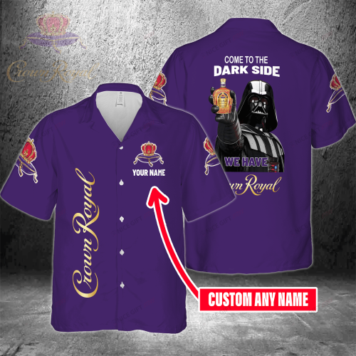 Come To The Dark Side We Have Crown Royal Custom Name 3D Button 3D Button Hawaiian Shirt Gift for Men Dad Father Gift for Men Dad Father 3HS-F2B4