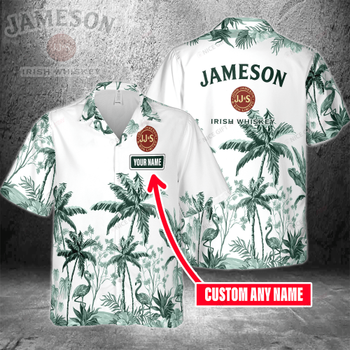 Jameson Irish Whiskey Custom Name 3D Button 3D Button Hawaiian Shirt Gift for Men Dad Father Gift for Men Dad Father 3HS-H0S7