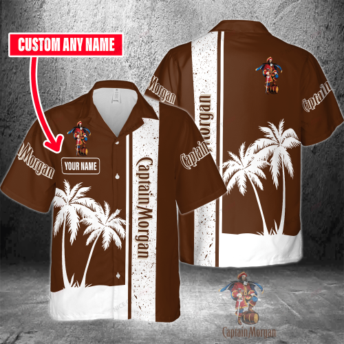 Captain Morgan Custom Name 3D Button 3D Button Hawaiian Shirt Gift for Men Dad Father Gift for Men Dad Father 3HS-E8J9