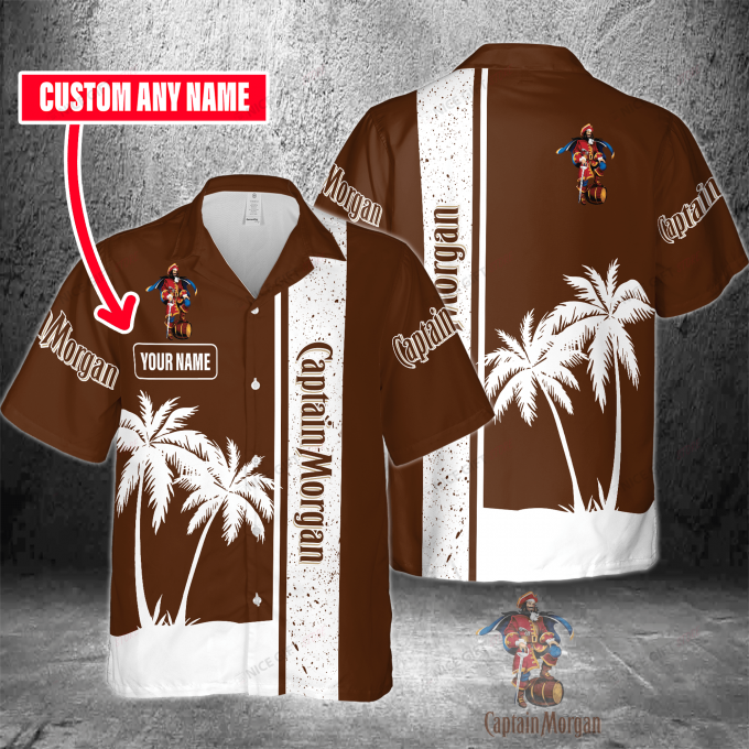 Captain Morgan Custom Name 3D Button 3D Button Hawaiian Shirt Gift for Men Dad Father Gift for Men Dad Father 3HS-E8J9