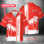 Budweiser Custom Name 3D Button 3D Button Hawaiian Shirt Gift for Men Dad Father Gift for Men Dad Father 3HS-R4K5