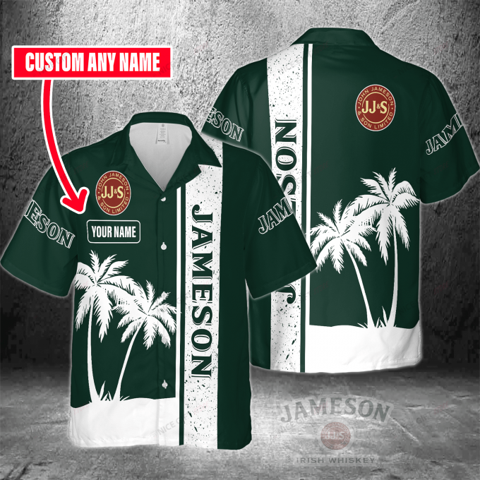 Jameson Irish Whiskey Custom Name 3D Button 3D Button Hawaiian Shirt Gift for Men Dad Father Gift for Men Dad Father 3HS-B2N2