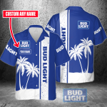 Bud Light Custom Name 3D Button 3D Button Hawaiian Shirt Gift for Men Dad Father Gift for Men Dad Father 3HS-S7R6