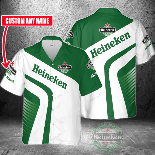 Heineken Custom Name 3D Button 3D Button Hawaiian Shirt Gift for Men Dad Father Gift for Men Dad Father 3HS-U2D4
