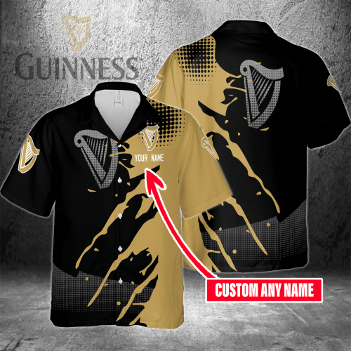 Guinness Custom Name 3D Button 3D Button Hawaiian Shirt Gift for Men Dad Father Gift for Men Dad Father 3HS-N5C4