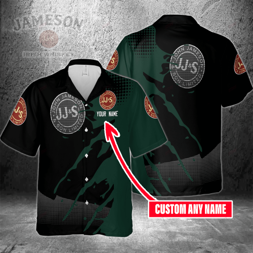 Jameson Irish Whiskey Custom Name 3D Button 3D Button Hawaiian Shirt Gift for Men Dad Father Gift for Men Dad Father 3HS-L4L1