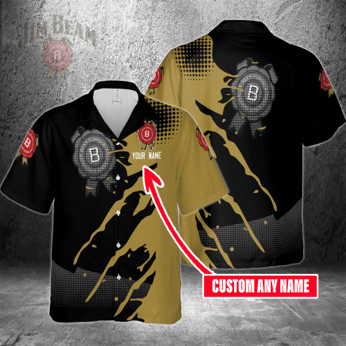 Jim Beam Custom Name 3D Button 3D Button Hawaiian Shirt Gift for Men Dad Father Gift for Men Dad Father 3HS-A1Q5