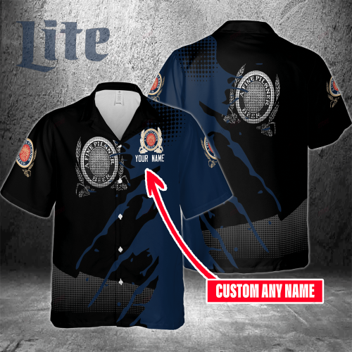Miller Lite Custom Name 3D Button 3D Button Hawaiian Shirt Gift for Men Dad Father Gift for Men Dad Father 3HS-A3G7