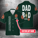 Dad Bod Powered By Jameson Irish Whiskey Custom Name 3D Button 3D Button Hawaiian Shirt Gift for Men Dad Father Gift for Men Dad Father 3HS-M5V8