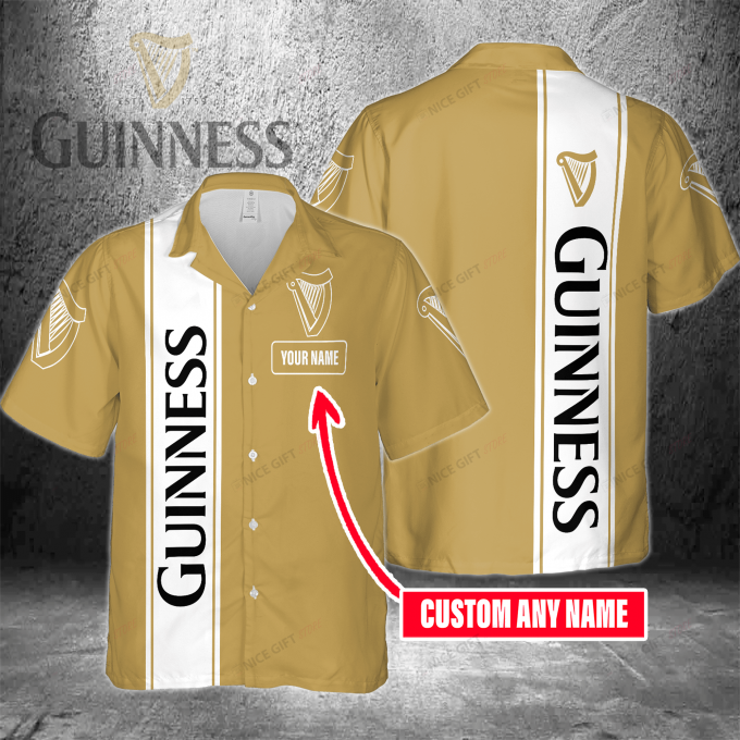Guinness Custom Name 3D Button 3D Button Hawaiian Shirt Gift for Men Dad Father Gift for Men Dad Father 3HS-F4X5