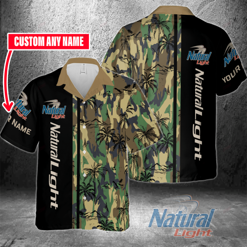 Natural Light Custom Name 3D Button 3D Button Hawaiian Shirt Gift for Men Dad Father Gift for Men Dad Father 3HS-R0O3