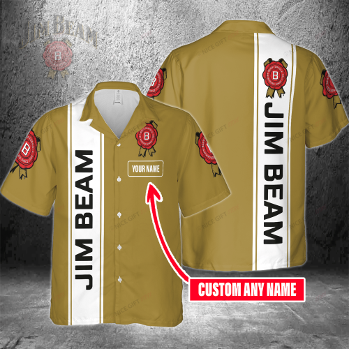 Jim Beam Custom Name 3D Button 3D Button Hawaiian Shirt Gift for Men Dad Father Gift for Men Dad Father 3HS-Z0X4