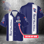 Pabst Blue Ribbon Custom Name 3D Button 3D Button Hawaiian Shirt Gift for Men Dad Father Gift for Men Dad Father 3HS-N6C1