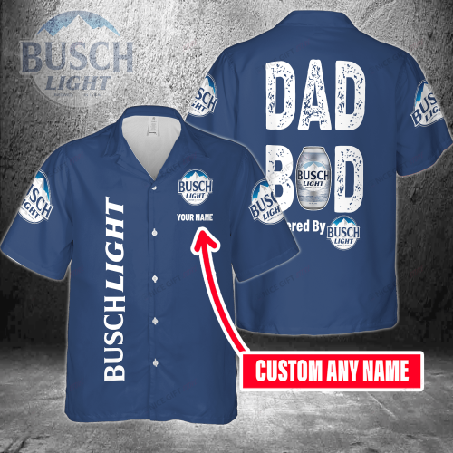 Dad Bod Powered By Busch Light Custom Name 3D Button 3D Button Hawaiian Shirt Gift for Men Dad Father Gift for Men Dad Father 3HS-B0S5