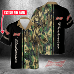 Budweiser Custom Name 3D Button 3D Button Hawaiian Shirt Gift for Men Dad Father Gift for Men Dad Father 3HS-V3M1