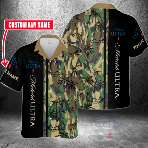 Michelob ULTRA Custom Name 3D Button 3D Button Hawaiian Shirt Gift for Men Dad Father Gift for Men Dad Father 3HS-J3I4