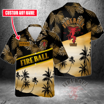 Fireball Cinnamon Whisky Custom Name 3D Button 3D Button Hawaiian Shirt Gift for Men Dad Father Gift for Men Dad Father 3HS-N6L0