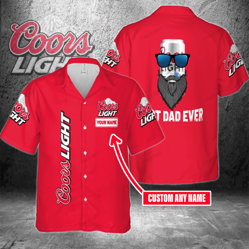 Coors Light Custom Name Best Dad Ever 3D Button 3D Button Hawaiian Shirt Gift for Men Dad Father Gift for Men Dad Father 3HS-L6E2
