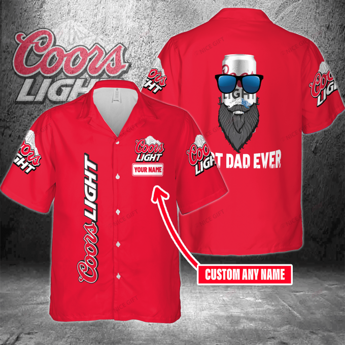 Coors Light Custom Name Best Dad Ever 3D Button 3D Button Hawaiian Shirt Gift for Men Dad Father Gift for Men Dad Father 3HS-L6E2