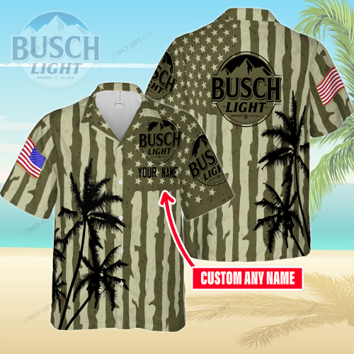 Busch Light Custom Name 3D Button 3D Button Hawaiian Shirt Gift for Men Dad Father Gift for Men Dad Father 3HS-S2E1