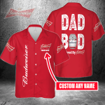 Dad Bod Powered By Budweiser Custom Name 3D Button 3D Button Hawaiian Shirt Gift for Men Dad Father Gift for Men Dad Father 3HS-I5W3