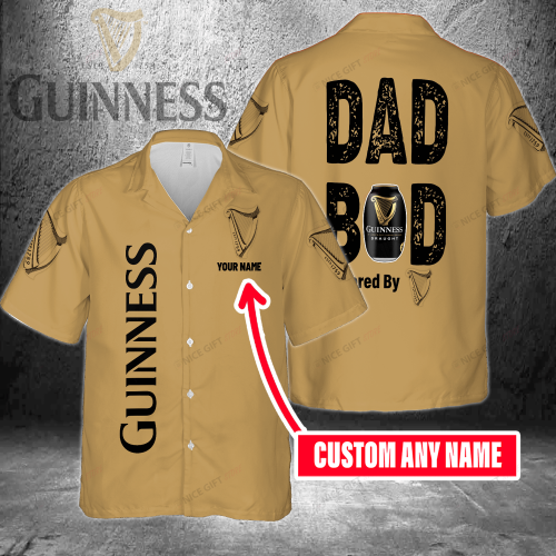 Dad Bod Powered By Guinness Custom Name 3D Button 3D Button Hawaiian Shirt Gift for Men Dad Father Gift for Men Dad Father 3HS-L4O5