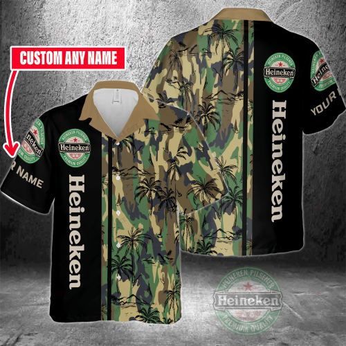Heineken Custom Name 3D Button 3D Button Hawaiian Shirt Gift for Men Dad Father Gift for Men Dad Father 3HS-R8R7