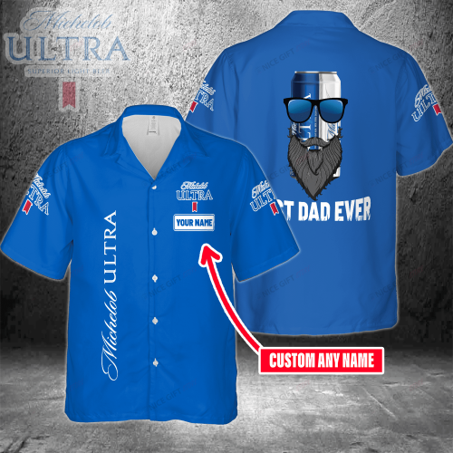 Michelob ULTRA Custom Name Best Dad Ever 3D Button 3D Button Hawaiian Shirt Gift for Men Dad Father Gift for Men Dad Father 3HS-O2J7