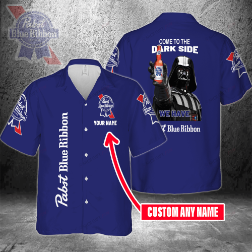 Come To The Dark Side We Have Pabst Blue Ribbon Custom Name 3D Button 3D Button Hawaiian Shirt Gift for Men Dad Father Gift for Men Dad Father 3HS-C3S5