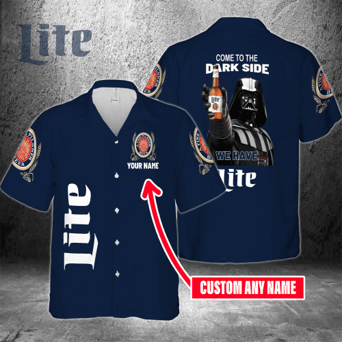 Come To The Dark Side We Have Miller Lite Custom Name 3D Button 3D Button Hawaiian Shirt Gift for Men Dad Father Gift for Men Dad Father 3HS-Q7C9