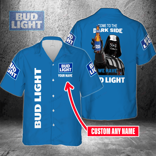 Come To The Dark Side We Have Bud Light Custom Name 3D Button 3D Button Hawaiian Shirt Gift for Men Dad Father Gift for Men Dad Father 3HS-C9K3