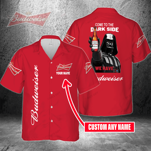 Come To The Dark Side We Have Budweiser Custom Name 3D Button 3D Button Hawaiian Shirt Gift for Men Dad Father Gift for Men Dad Father 3HS-C1Y6