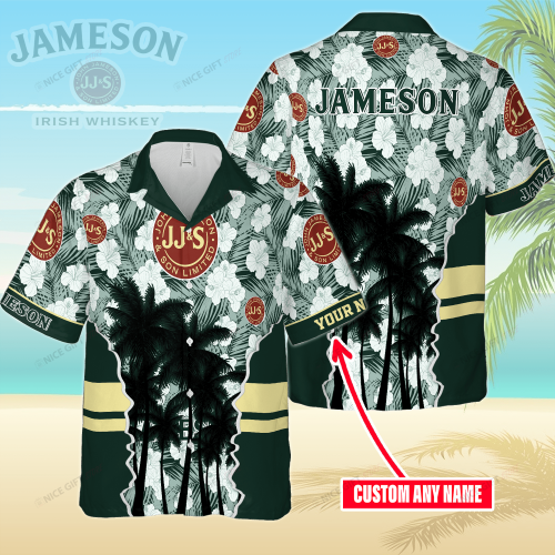 Jameson Irish Whiskey Custom Name 3D Button 3D Button Hawaiian Shirt Gift for Men Dad Father Gift for Men Dad Father 3HS-P6U8