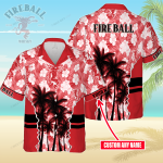 Fireball Cinnamon Whisky Custom Name 3D Button 3D Button Hawaiian Shirt Gift for Men Dad Father Gift for Men Dad Father 3HS-G3V4