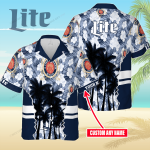 Miller Lite Custom Name 3D Button 3D Button Hawaiian Shirt Gift for Men Dad Father Gift for Men Dad Father 3HS-E5R3