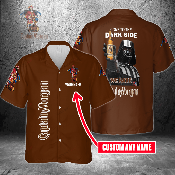 Come To The Dark Side We Have Captain Morgan Custom Name 3D Button 3D Button Hawaiian Shirt Gift for Men Dad Father Gift for Men Dad Father 3HS-I4M4