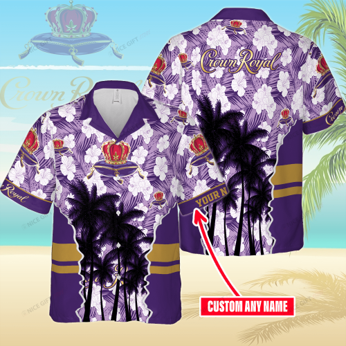 Crown Royal Custom Name 3D Button 3D Button Hawaiian Shirt Gift for Men Dad Father Gift for Men Dad Father 3HS-I0S5