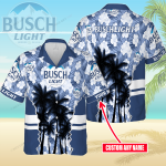 Busch Light Custom Name 3D Button 3D Button Hawaiian Shirt Gift for Men Dad Father Gift for Men Dad Father 3HS-J7Q4