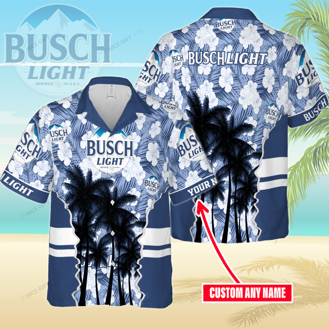 Busch Light Custom Name 3D Button 3D Button Hawaiian Shirt Gift for Men Dad Father Gift for Men Dad Father 3HS-J7Q4