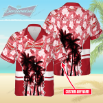 Budweiser Custom Name 3D Button 3D Button Hawaiian Shirt Gift for Men Dad Father Gift for Men Dad Father 3HS-O6J4
