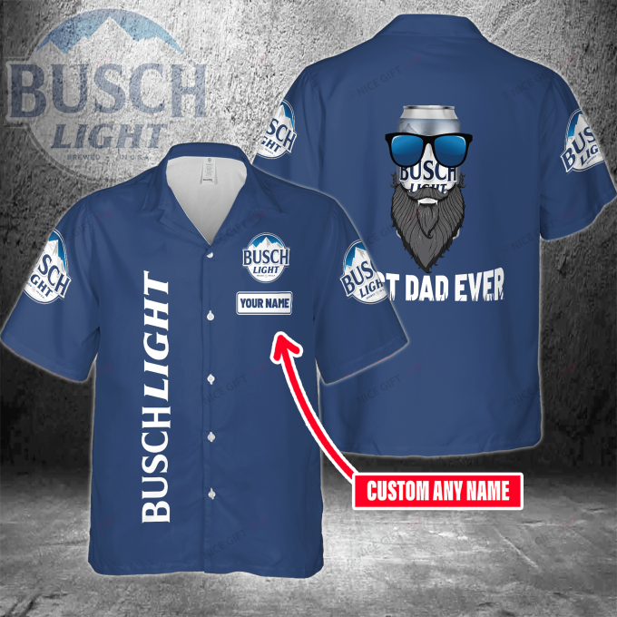 Busch Light Custom Name Best Dad Ever 3D Button 3D Button Hawaiian Shirt Gift for Men Dad Father Gift for Men Dad Father 3HS-B9E4