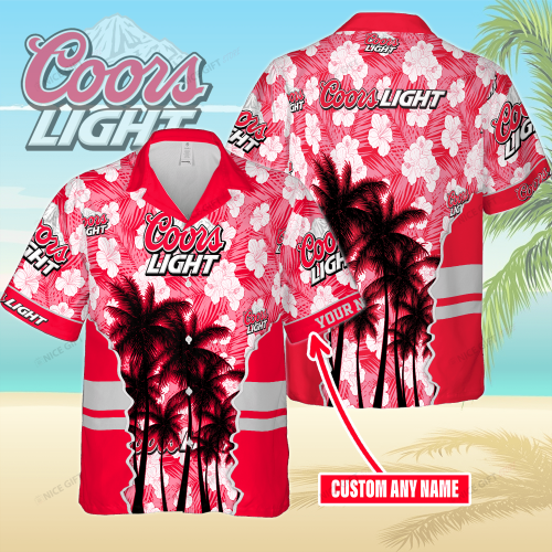 Coors Light Custom Name 3D Button 3D Button Hawaiian Shirt Gift for Men Dad Father Gift for Men Dad Father 3HS-E4K4