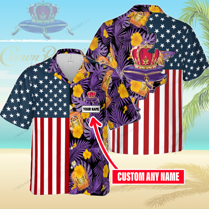 Crown Royal Custom Name 3D Button 3D Button Hawaiian Shirt Gift for Men Dad Father Gift for Men Dad Father 3HS-J9D5