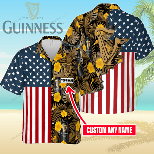 Guinness Custom Name 3D Button 3D Button Hawaiian Shirt Gift for Men Dad Father Gift for Men Dad Father 3HS-N5N4