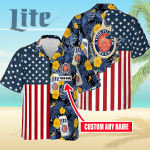 Miller Lite Custom Name 3D Button 3D Button Hawaiian Shirt Gift for Men Dad Father Gift for Men Dad Father 3HS-M3Z3